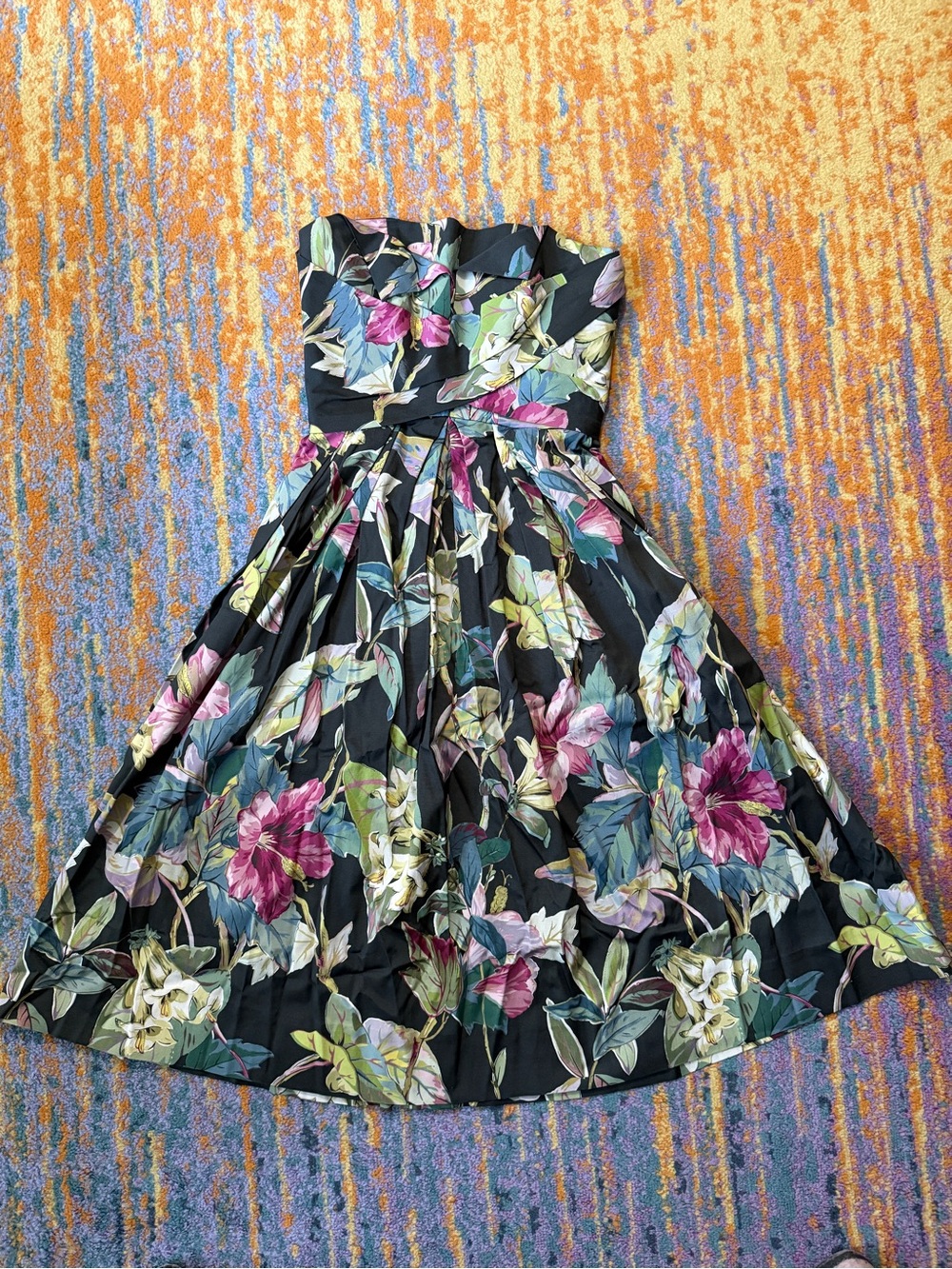 Lena Hoschek Strapless Granita Dress in Hibiscus Floral - Size S